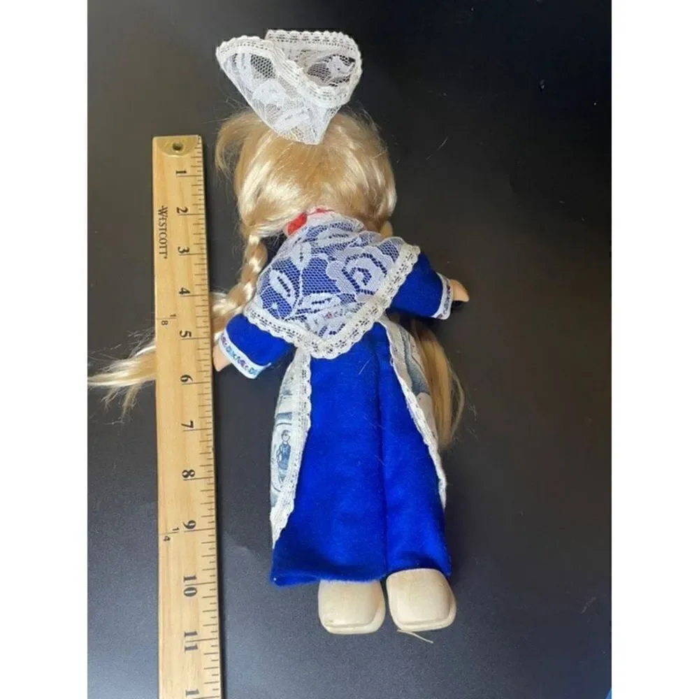 Dutch Holland Porcelain Collectible 11” Doll Blonde pigtail Traditional Dutch